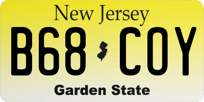 NJ license plate B68COY