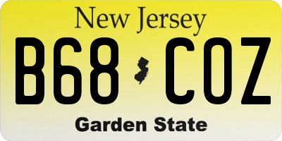 NJ license plate B68COZ