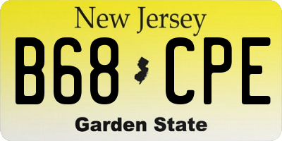 NJ license plate B68CPE