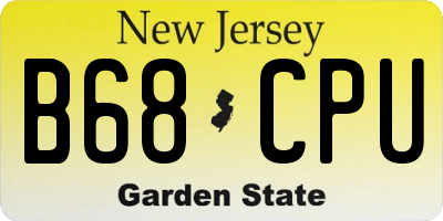 NJ license plate B68CPU