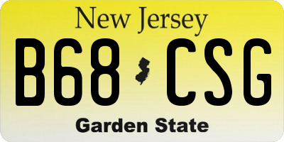 NJ license plate B68CSG