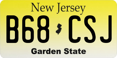 NJ license plate B68CSJ