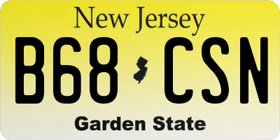 NJ license plate B68CSN