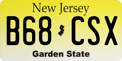 NJ license plate B68CSX