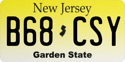 NJ license plate B68CSY