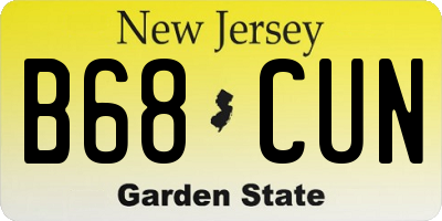 NJ license plate B68CUN