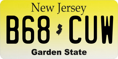 NJ license plate B68CUW