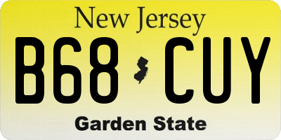 NJ license plate B68CUY