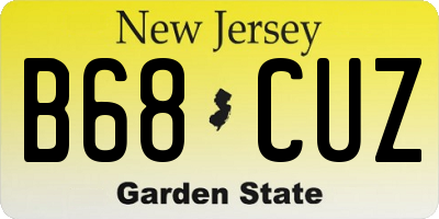 NJ license plate B68CUZ
