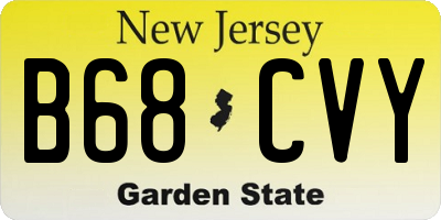 NJ license plate B68CVY