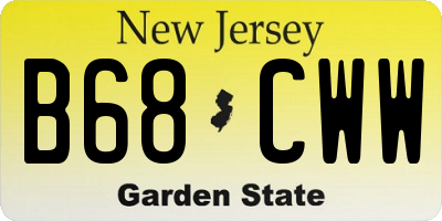 NJ license plate B68CWW