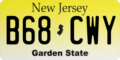 NJ license plate B68CWY