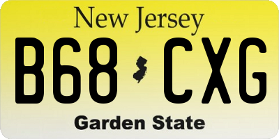 NJ license plate B68CXG