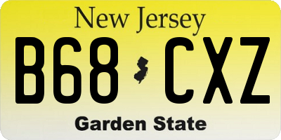 NJ license plate B68CXZ
