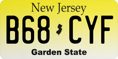 NJ license plate B68CYF