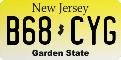 NJ license plate B68CYG