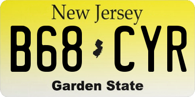 NJ license plate B68CYR