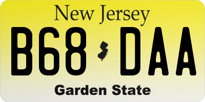 NJ license plate B68DAA