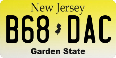 NJ license plate B68DAC