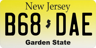 NJ license plate B68DAE