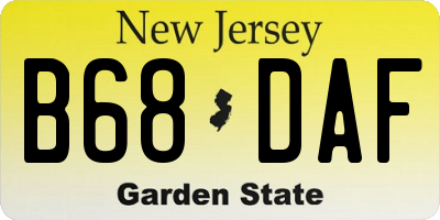 NJ license plate B68DAF