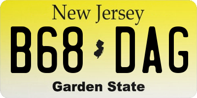 NJ license plate B68DAG
