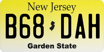 NJ license plate B68DAH
