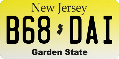 NJ license plate B68DAI