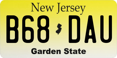 NJ license plate B68DAU