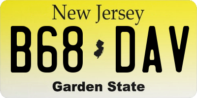 NJ license plate B68DAV