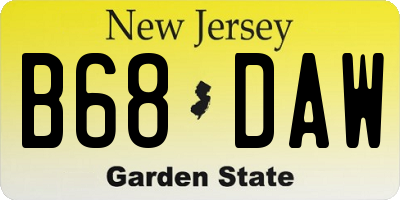 NJ license plate B68DAW