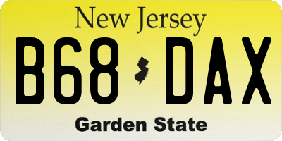 NJ license plate B68DAX