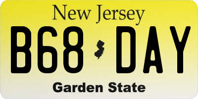 NJ license plate B68DAY