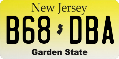 NJ license plate B68DBA