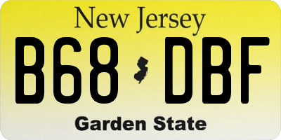 NJ license plate B68DBF