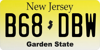 NJ license plate B68DBW