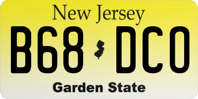 NJ license plate B68DCO