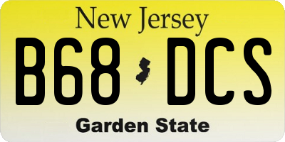 NJ license plate B68DCS