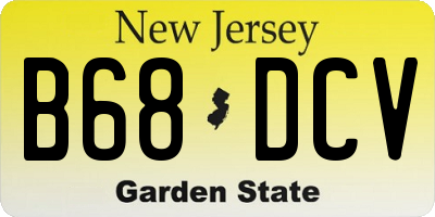 NJ license plate B68DCV
