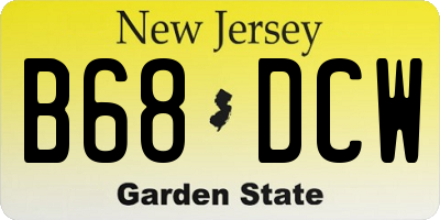 NJ license plate B68DCW