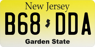 NJ license plate B68DDA