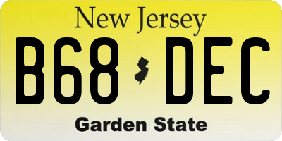 NJ license plate B68DEC
