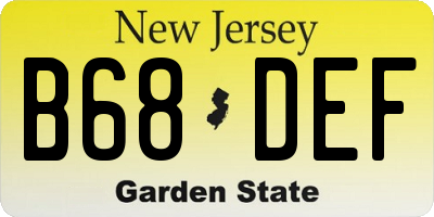 NJ license plate B68DEF