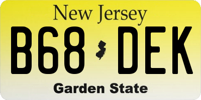 NJ license plate B68DEK