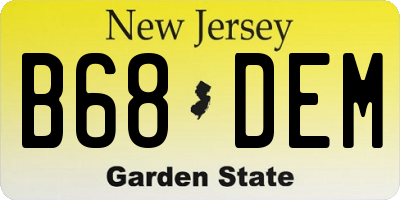 NJ license plate B68DEM