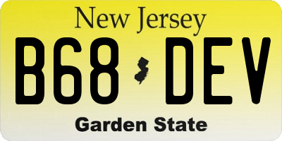 NJ license plate B68DEV