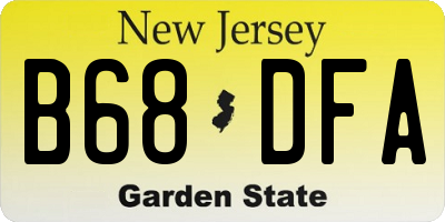 NJ license plate B68DFA