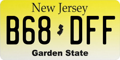 NJ license plate B68DFF