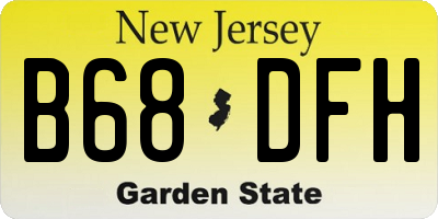NJ license plate B68DFH