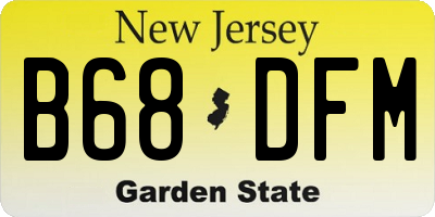 NJ license plate B68DFM